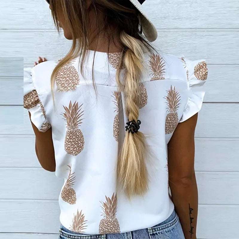 Blouse with bohemian collar