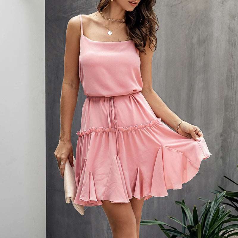 Dress with cascading ruffles