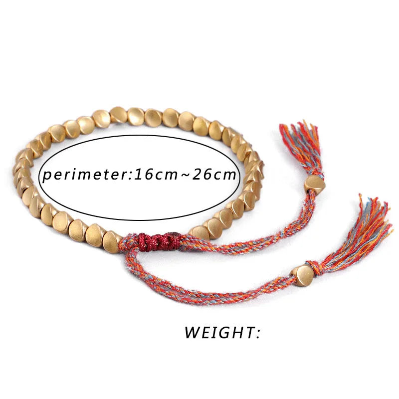 Copper beads, lucky braided rope